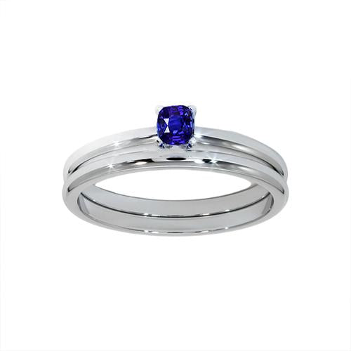 Cushion Solitaire Blue Sapphire Engagement Ring Set 1 Carat - Gemstone Ring-harrychadent.ca