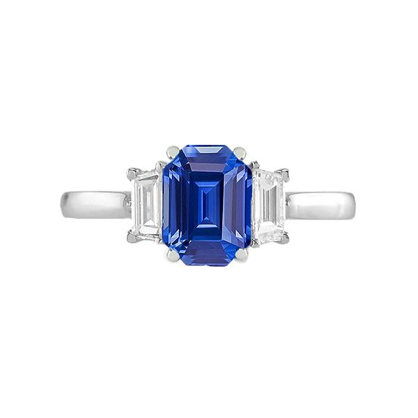 Diamond 3 Stone Emerald Ceylon Sapphire Ring 14K Gold 2 Carats - Gemstone Ring-harrychadent.ca