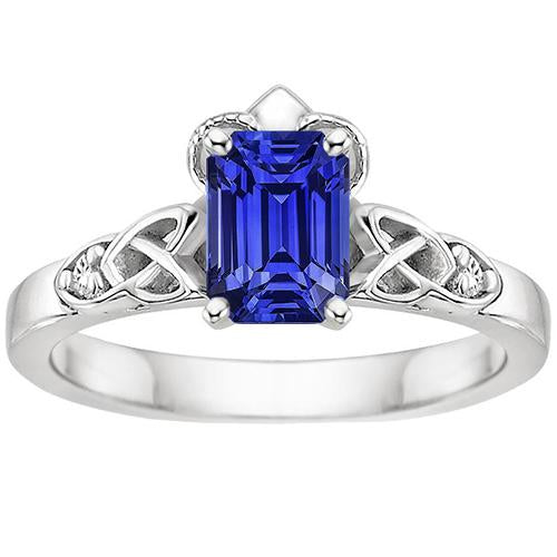 Diamond 3 Stone Ring Emerald Blue Sapphire Vintage Style 3.25 Carats - Gemstone Ring-harrychadent.ca