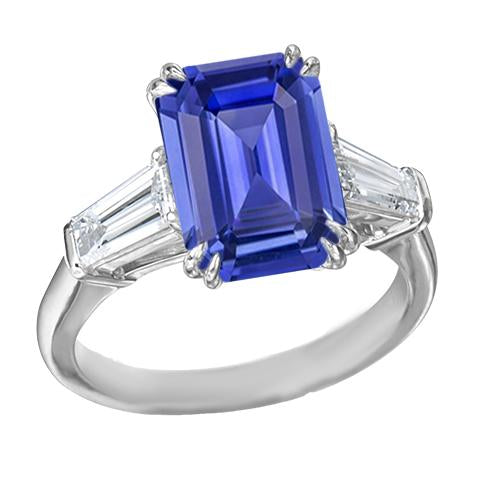 Diamond 3 Stone Wedding Ring Emerald Ceylon Sapphire 3.50 Carats - Gemstone Ring-harrychadent.ca