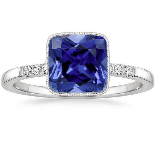 Diamond And Blue Sapphire Vintage Style Ring 6 Carats Gemstone - Gemstone Ring-harrychadent.ca