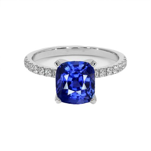 Diamond And Sri Lankan Sapphire Engagement Ring 2.50 Carats Gold 14K - Gemstone Ring-harrychadent.ca