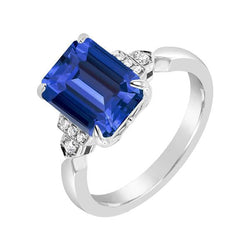 Diamond Anniversary Emerald Ceylon Sapphire Ring 3 Carats Jewelry