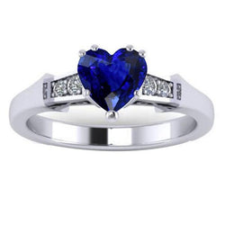 Natural Earth Mined Diamond Anniversary Heart Sri Lankan Sapphire Ring 5 Stone 1.75 Carats