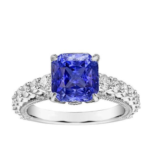 Diamond Anniversary Ring 4 Carats Vintage Style Sapphire Radiant Cut - Gemstone Ring-harrychadent.ca