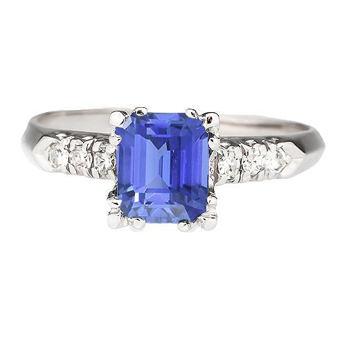 Diamond Anniversary Ring Emerald Light Blue Sapphire 3 Carats - Gemstone Ring-harrychadent.ca