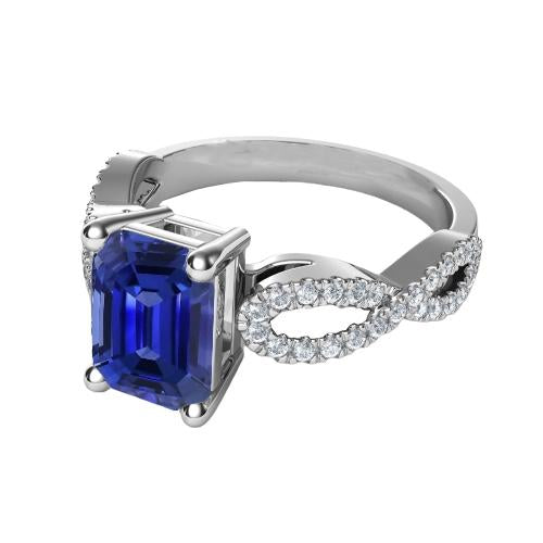 Diamond Anniversary Ring Emerald Sapphire 3.50 Carats Infinity Style - Gemstone Ring-harrychadent.ca