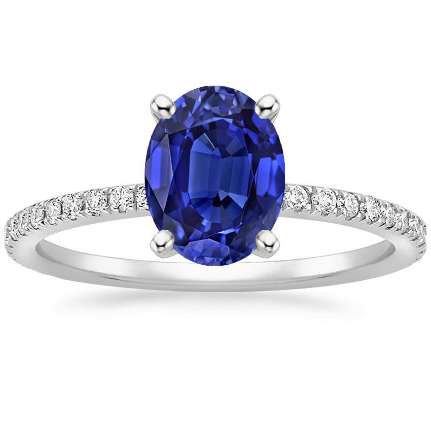 Diamond Anniversary Ring Oval Blue Sapphire With Accents 5 Carats - Gemstone Ring-harrychadent.ca