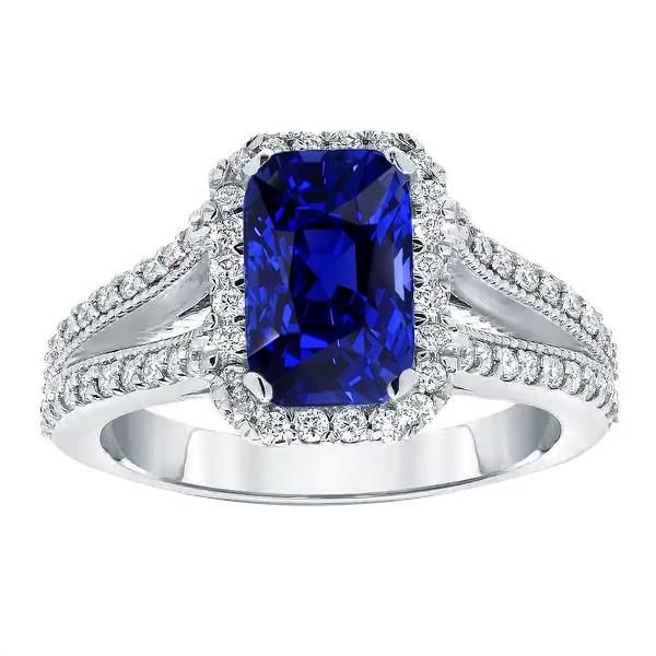 Diamond Anniversary Ring Radiant Cut Sapphire Split Shank 5.50 Carats - Gemstone Ring-harrychadent.ca