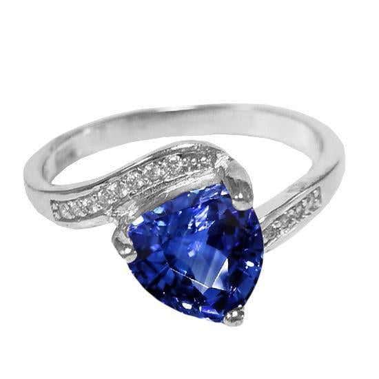 Diamond Anniversary Trillion Sapphire Ring 2 Carats Twisted Style - Gemstone Ring-harrychadent.ca