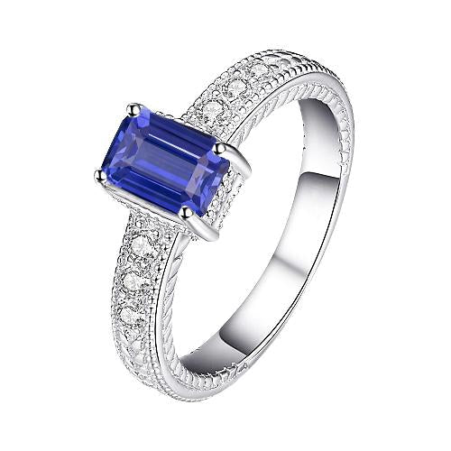 Diamond Antique Style Ring Basket Set Emerald Cut Sapphire 2.50 Carats - Gemstone Ring-harrychadent.ca