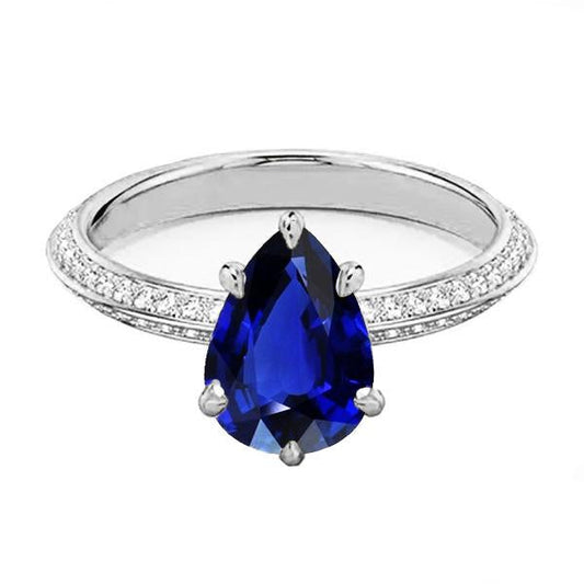 Diamond Ceylon Sapphire Wedding Ring Prong Set Jewelry 3.50 Carats - Gemstone Ring-harrychadent.ca