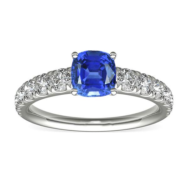 Diamond Cushion Blue Sapphire Ring 3 Carats White Gold 14K Jewelry - Gemstone Ring-harrychadent.ca