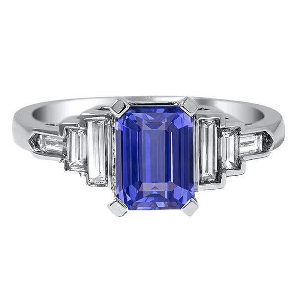 Diamond Emerald Blue Sapphire With Baguette Accents Ring 3 Carats - Gemstone Ring-harrychadent.ca