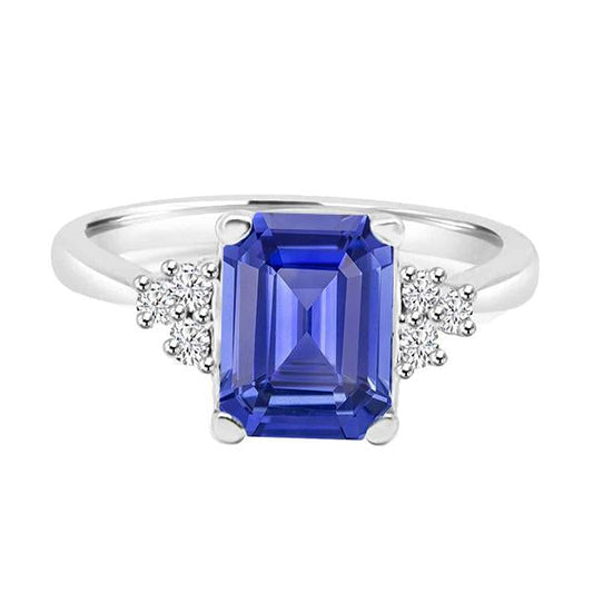 Diamond Emerald Ceylon Sapphire Anniversary Ring 3.50 Carats - Gemstone Ring-harrychadent.ca