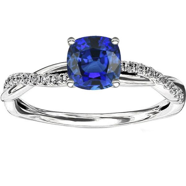 Diamond Engagement Cushion Sapphire Ring Twisted Style 3 Carats - Gemstone Ring-harrychadent.ca