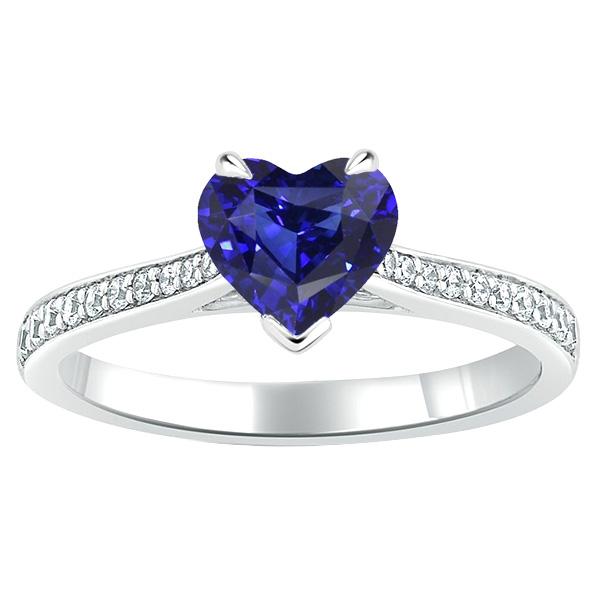 Diamond Engagement Ring 3 Carats Gold Srilankan Sapphire Tapered Shank - Gemstone Ring-harrychadent.ca