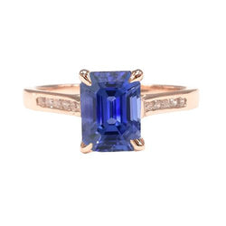 Diamond Engagement Ring Emerald Ceylon Sapphire 2.75 Carats Rose Gold