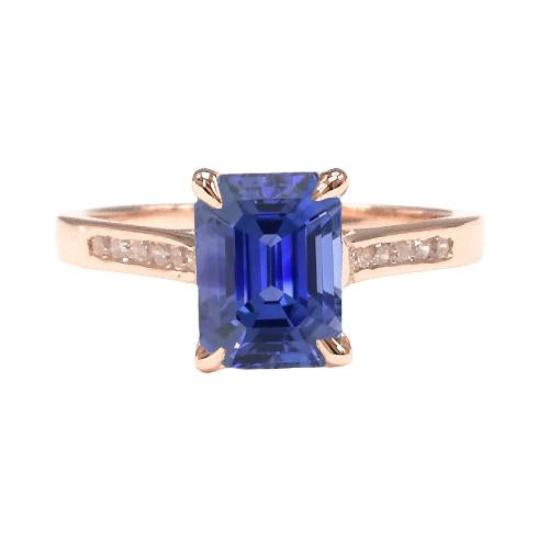 Diamond Engagement Ring Emerald Ceylon Sapphire 2.75 Carats Rose Gold - Gemstone Ring-harrychadent.ca