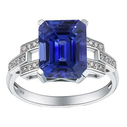 Natural Earth Mined Diamond Engagement Ring Emerald Sri Lankan Sapphire 4 Carats