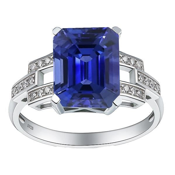 Diamond Engagement Ring Emerald Sri Lankan Sapphire 4 Carats - Gemstone Ring-harrychadent.ca