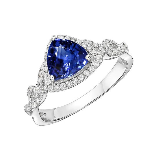 Diamond Engagement Ring Trillion Cut Sapphire Twisted Shank 3 Carats - Gemstone Ring-harrychadent.ca