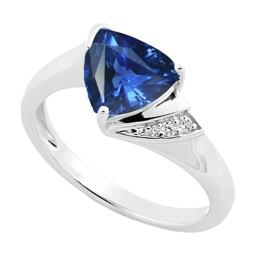 Diamond Engagement Ring Trillion Deep Blue Sapphire 1.75 Carats - Gemstone Ring-harrychadent.ca