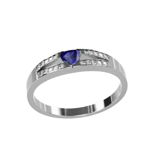 Diamond Engagement Ring Trillion Sapphire Jewelry Split Shank 1 Carat - Gemstone Ring-harrychadent.ca