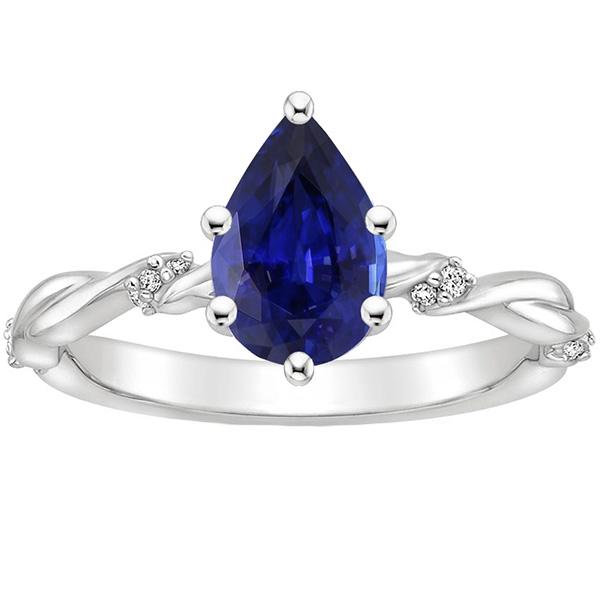 Diamond Engagement Ring Twist Style Pear Blue Sapphire 3 Carats - Gemstone Ring-harrychadent.ca