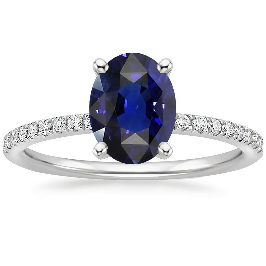 Diamond Engagement Ring With Accents Oval Blue Sapphire 3 Carats - Gemstone Ring-harrychadent.ca