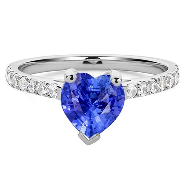 Diamond Engagement Srilanka Sapphire Ring Scallop Set Accents 3 Carats - Gemstone Ring-harrychadent.ca