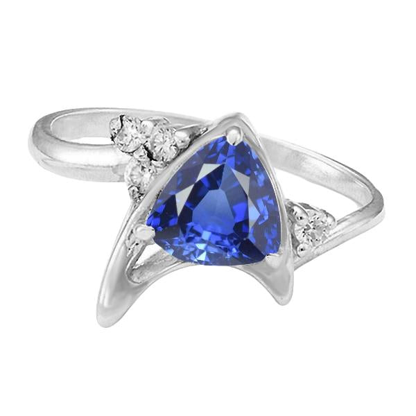 Diamond Fancy Ring Ceylon Sapphire Trillion Cut Gemstone 1.75 Carats - Gemstone Ring-harrychadent.ca