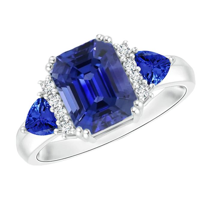 Diamond Gemstone Jewelry Emerald & Pear Blue Sapphires Ring 4 Carats - Gemstone Ring-harrychadent.ca