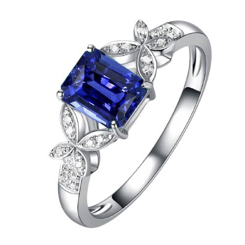 Diamond Gemstone Ring Emerald Blue Sapphire Butterfly Style 3 Carats- Gemstone Ring-harrychadent.ca