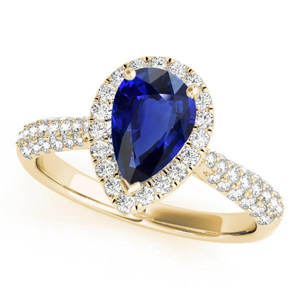 Diamond Halo Blue Sapphire Wedding Ring Yellow Gold 5 Carats - Gemstone Ring-harrychadent.ca