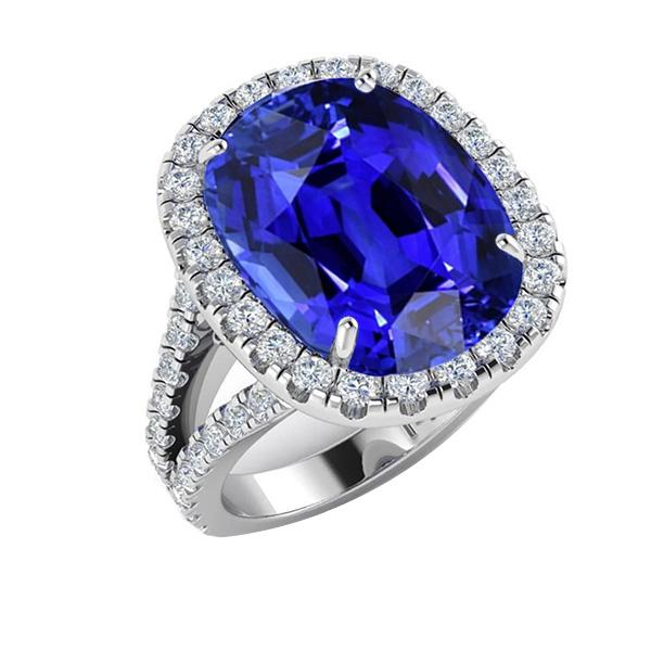 Diamond Halo Oval Ceylon Sapphire Ring Pave Split Shank 6 Carats - Gemstone Ring-harrychadent.ca