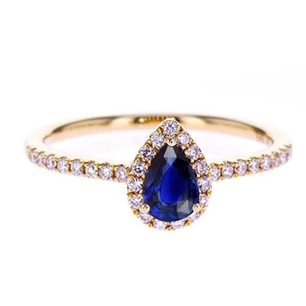 Diamond Halo Rose Gold Ring Deep Blue Ceylon Sapphire 2.50 Carats - Gemstone Ring-harrychadent.ca