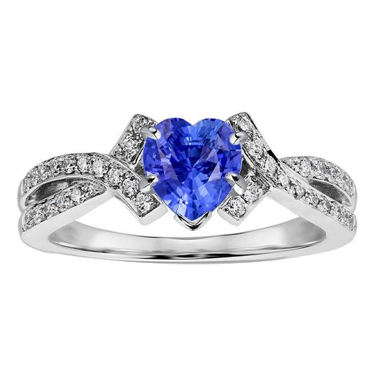 Diamond Heart Cut Sapphire Ring Twisted Shank Jewelry 2.50 Carats - Gemstone Ring-harrychadent.ca