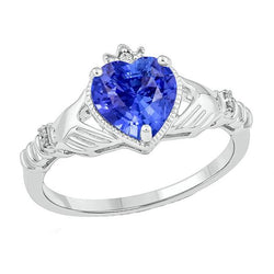 Natural Earth Mined Diamond Heart Light Blue Sapphire Ring 2 Carats Ladies Jewelry