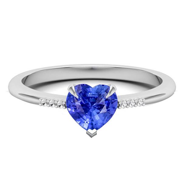 Diamond Heart Light Blue Sapphire Ring Prong Set 1.25 Carats Gold - Gemstone Ring-harrychadent.ca