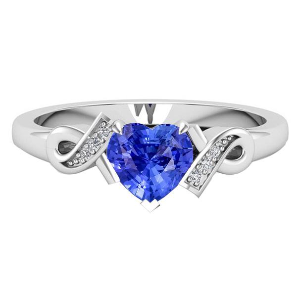 Diamond Heart Shaped Srilanka Sapphire Ring 1.75 Carats Ribbon Style - Gemstone Ring-harrychadent.ca