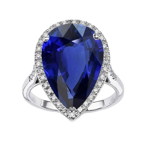 Diamond Jewelry Halo Oval Ceylon Sapphire Ring 7.50 Carats - Gemstone Ring-harrychadent.ca