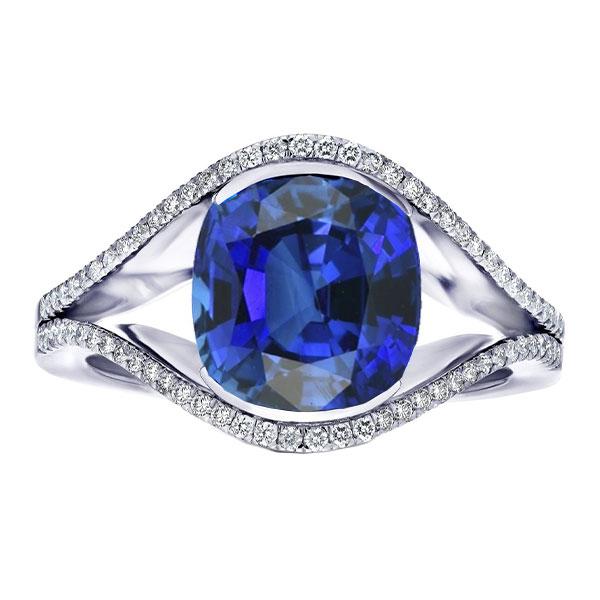 Diamond Jewelry Oval Ceylon Sapphire Ring Split Shank 4.50 Carats - Gemstone Ring-harrychadent.ca