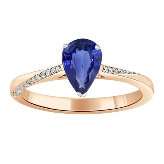 Diamond Jewelry Ring Pear Shaped Ceylon Sapphire 2.50 Carats - Gemstone Ring-harrychadent.ca