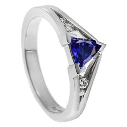 Diamond Jewelry Trillion Blue Sapphire Ring 1.25 Carats 5 Stone Style