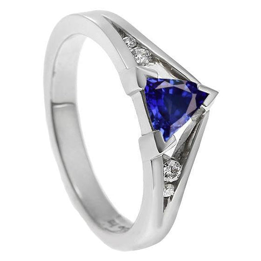 Diamond Jewelry Trillion Blue Sapphire Ring 1.25 Carats 5 Stone Style - Gemstone Ring-harrychadent.ca