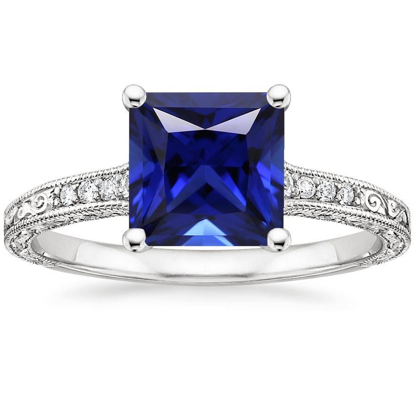 Diamond & Princess Sri Lankan Sapphire Antique Style Ring 5.25 Carats - Gemstone Ring-harrychadent.ca