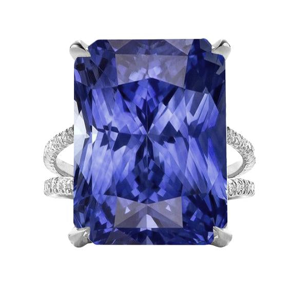 Diamond Ring Big Sapphire Gemstone Jewelry 7.50 Carats Split Shank - Gemstone Ring-harrychadent.ca