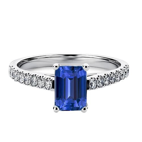 Diamond Ring Emerald Blue Sapphire Gemstone With Accents 2.50 Carats - Gemstone Ring-harrychadent.ca
