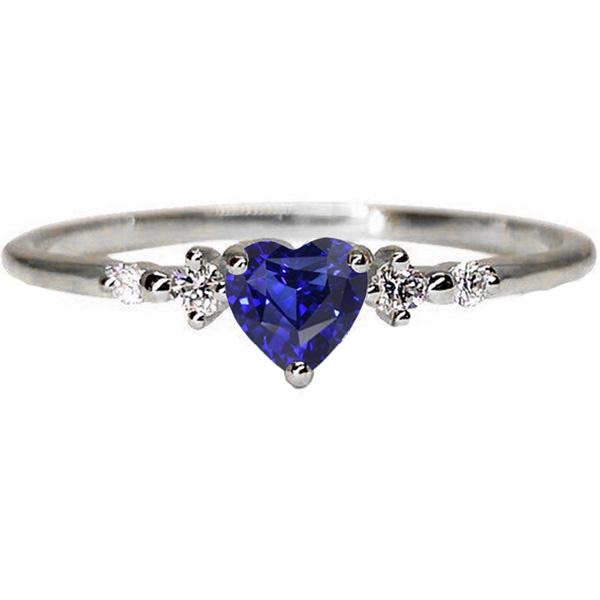 Diamond Ring Heart Blue Sapphire 5 Stone 1.25 Carats Gold Jewelry - Gemstone Ring-harrychadent.ca